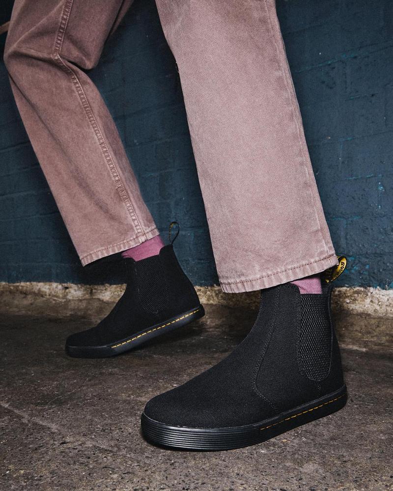 Black Women's Dr Martens Makela Canvas Casual Chelsea Boots | CA 125KOR